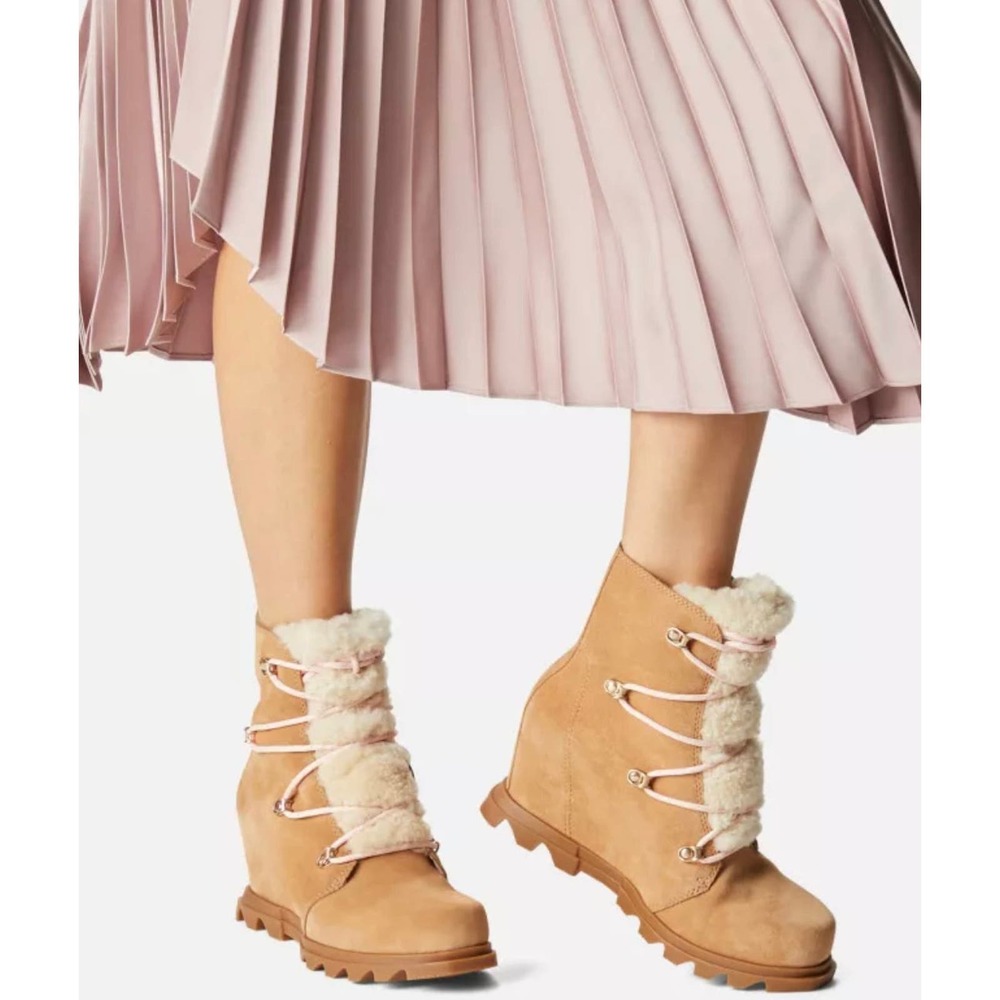 sorel joan of arctic lace up wedge